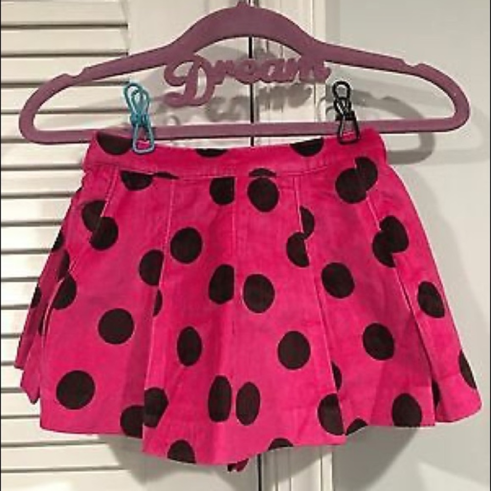 5/$25 Gap Vintage Velvet Pleated Pink Polka Dot Skirt Preppy